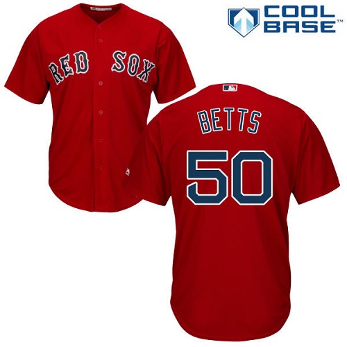 Red Sox #50 Mookie Betts Red Cool Base Stitched Youth MLB Jersey